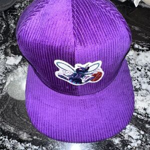 VTG Rare AJD Full purple Charlotte Hornets Sports Hat Corduroy Made USA NWT